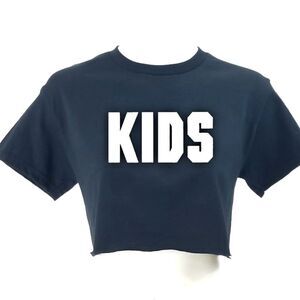 KIDS 90s Skateboarding Movie Big Logo Print "Cropped" Crop Top Rap Tee Rock Tee